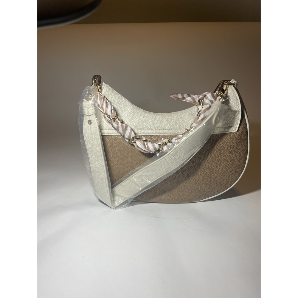 LUXEBOLD CARAMEL AND CREAM FAUX LEATHER HANDBAG/ SHOUDER BAG